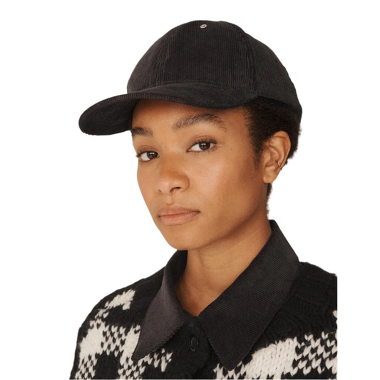 Black Cotton Corduroy Baseball Cap