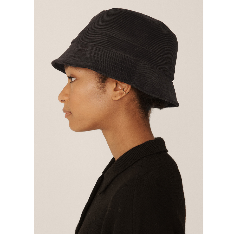 Cotton Corduroy Bucket Hat Black