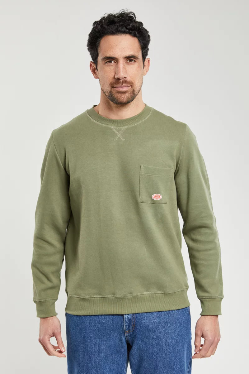 Heritage sweatshirt with pocket - organic cotton Military Khaki