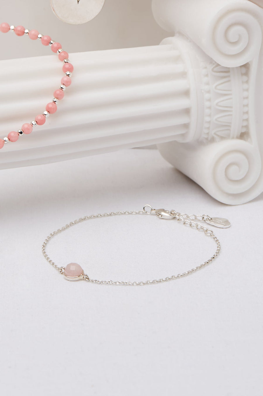 Mini Gemstone Chain Bracelet SP - Pink Chalcedony
