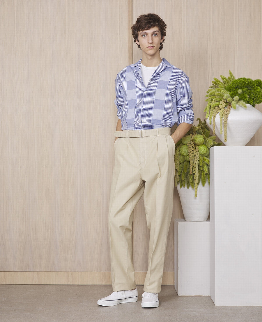 Eren Long Sleeve Japanese cotton shirt - White/Blue