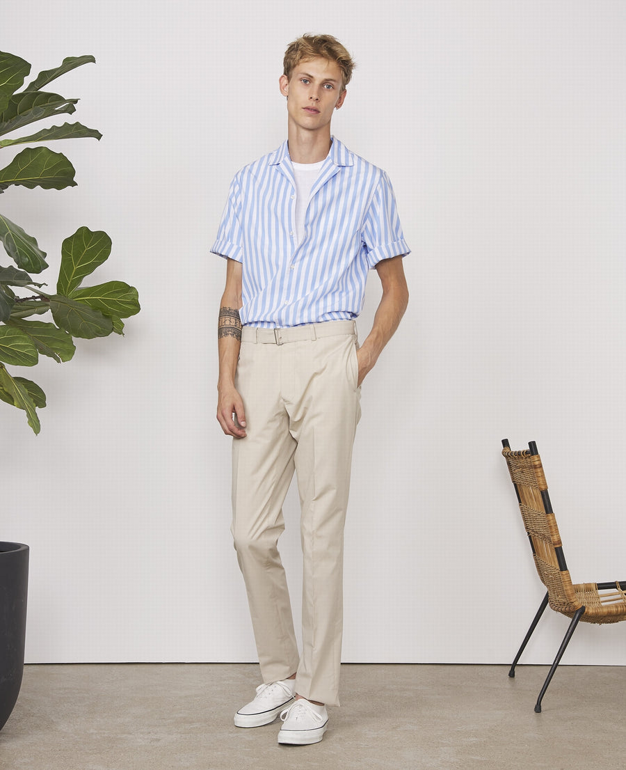 Eren Organic Gots Cotton Poplin Strip Shirts - White/Blue