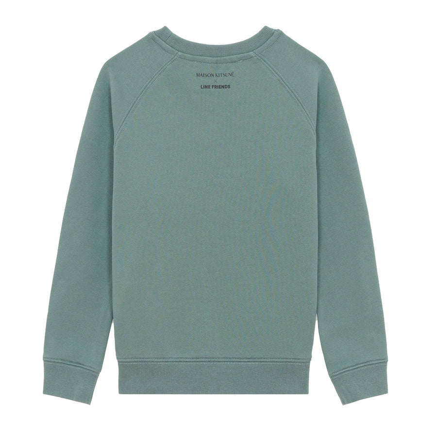 Maison Kitsuné x Line Friends Face Print Sweatshirt Blue/Green (kids)