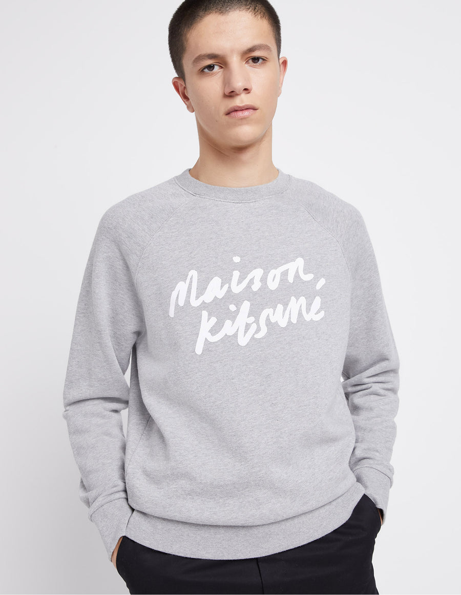 Sweatshirt Handwriting Clean Grey Melange (Men)