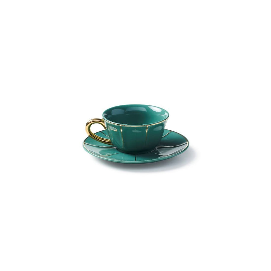 Tea Cup & Saucer Green Vintage
