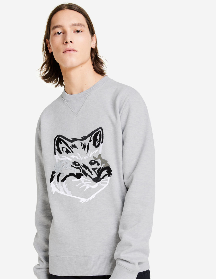Big Fox Embroidery Regular Sweatshirt Grey Melange (men)