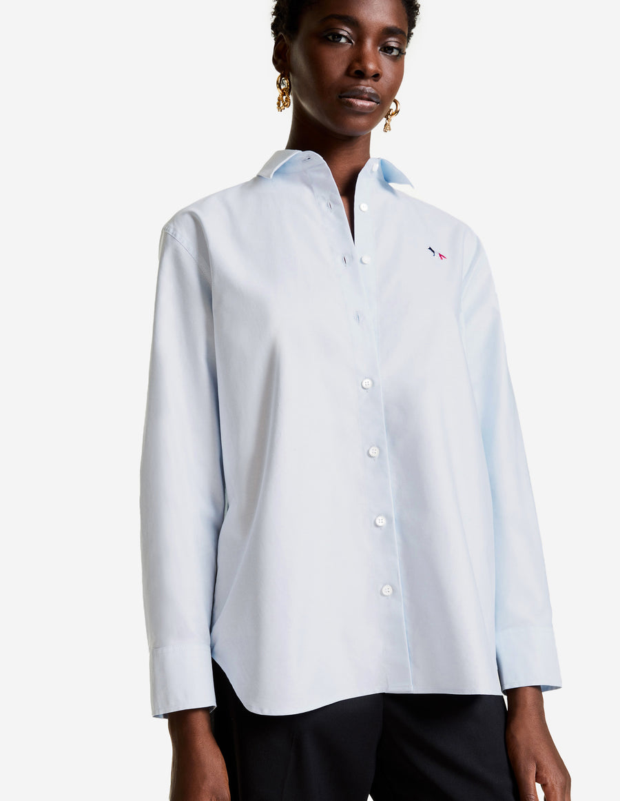 Tricolor Fox Patch Classic Shirt White (women)