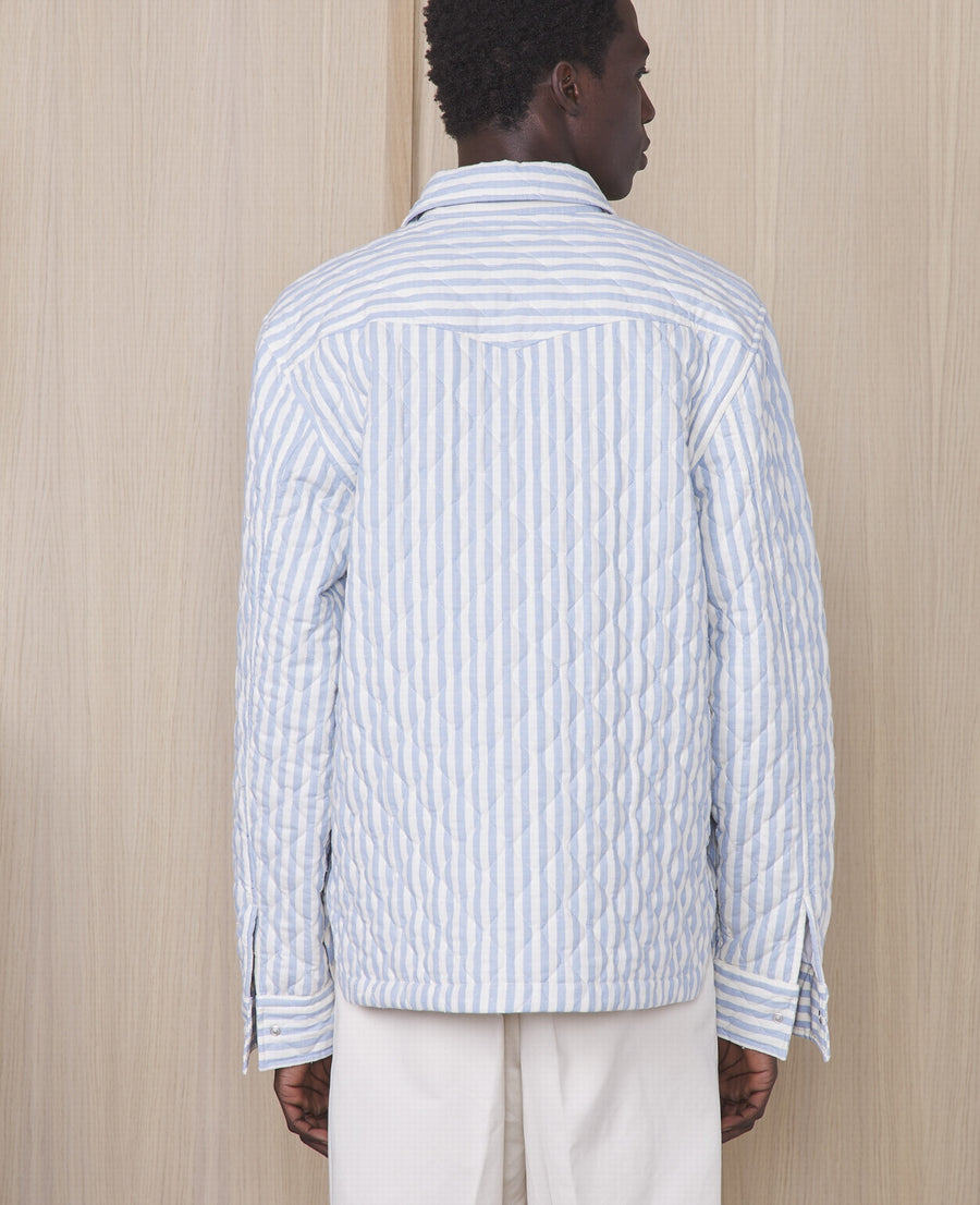 Harring Quilt Striped Overshirt Ecru/Blue