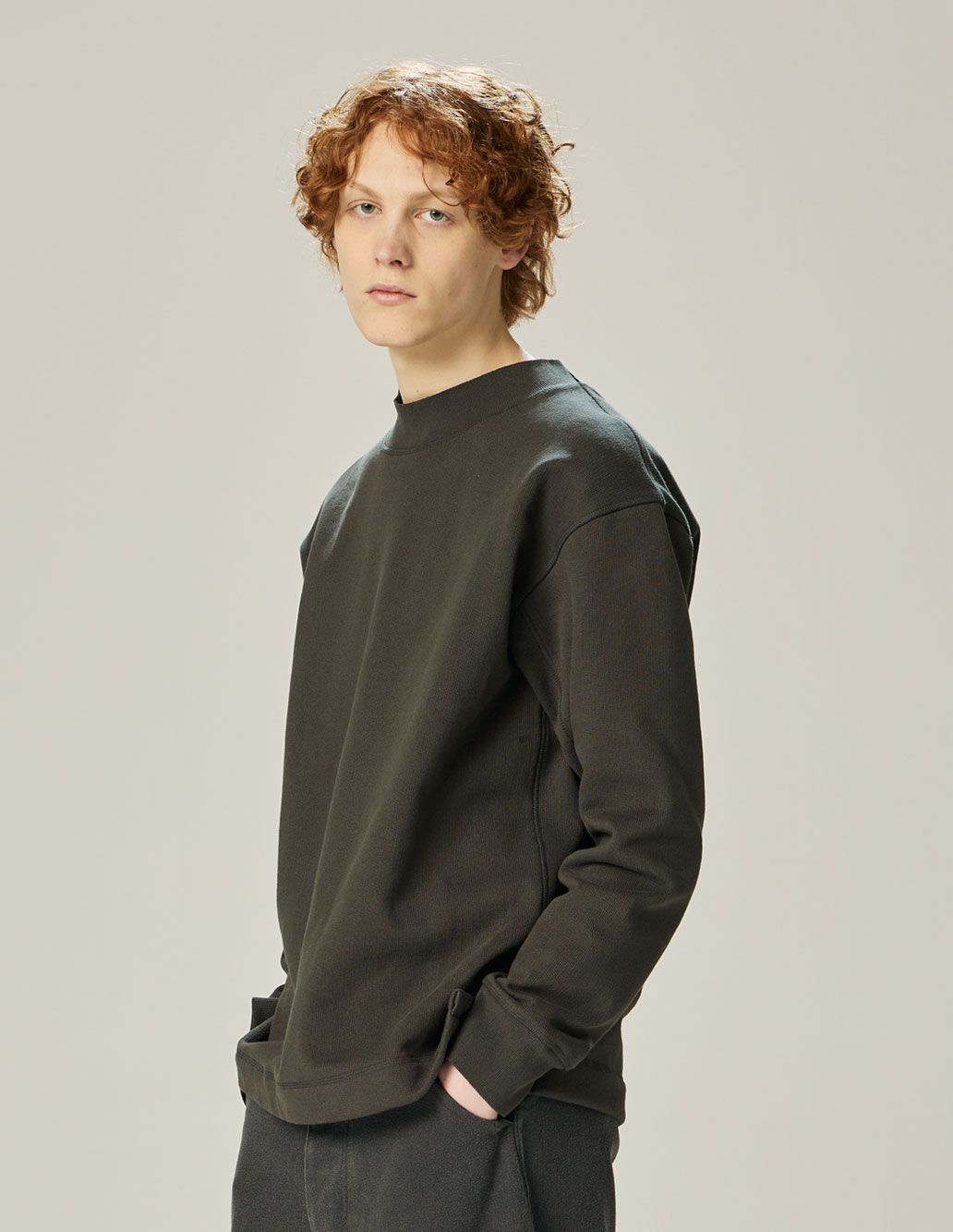 Flat Hem Sweatshirt Dry Loopback Brushed Dark Green (men)