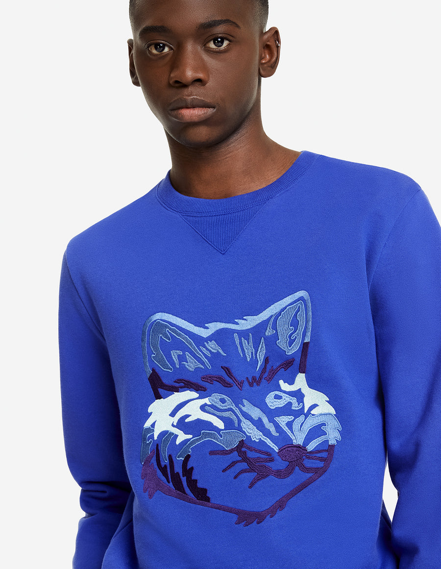 Big Fox Embroidery Regular Sweatshirt Royal Blue (Men)