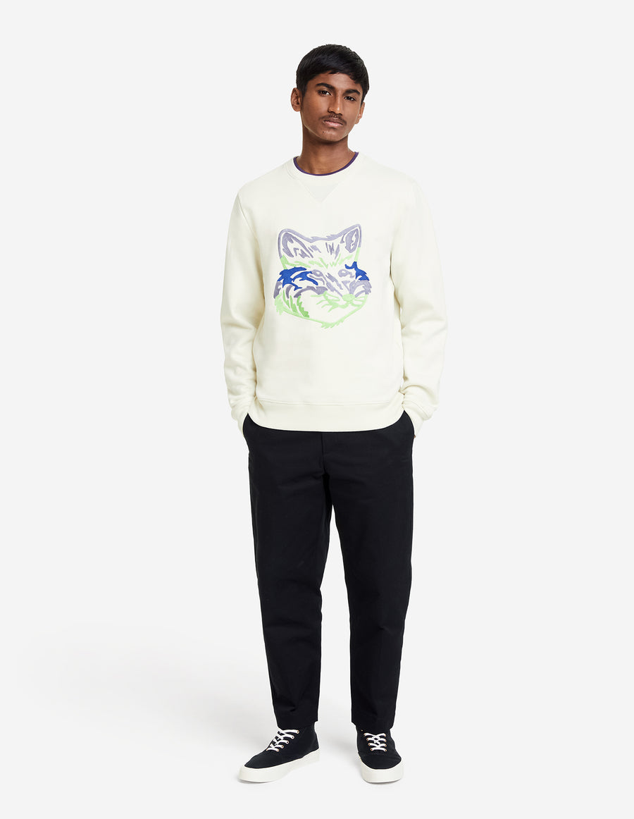 Big Fox Embroidery Regular Sweatshirt Ecru (Men)