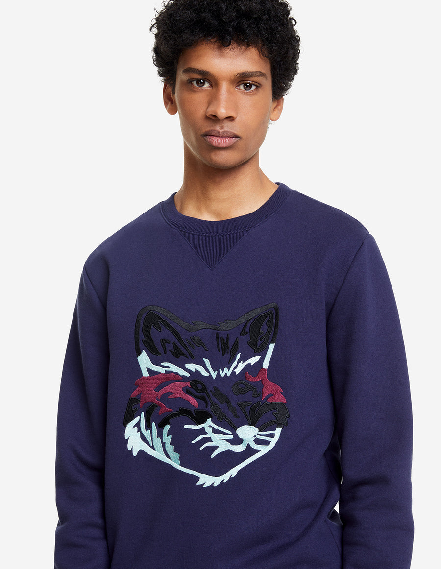 Big Fox Embroidery Regular Sweatshirt Blue Navy (Men)