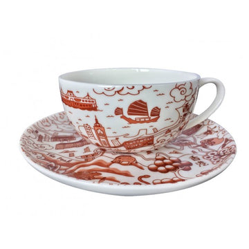 Cup & Saucer set red Willow HK