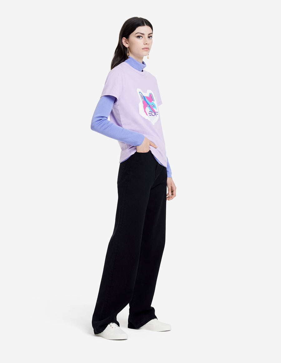 Pixel Fox Head Print Classic Tee-Shirt Lilac (Women)