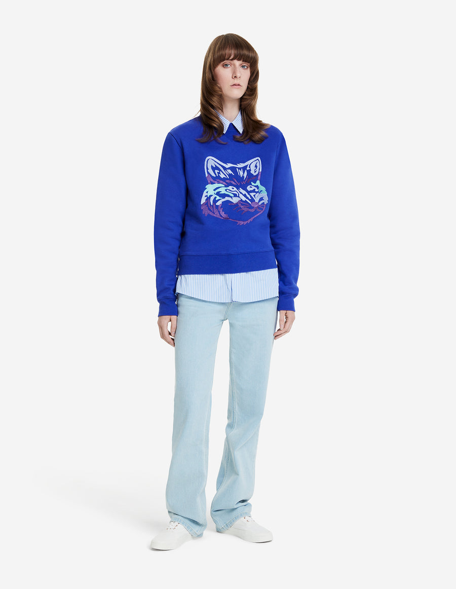 Big Fox Embroidery Regular Sweatshirt Royal Blue (Women)