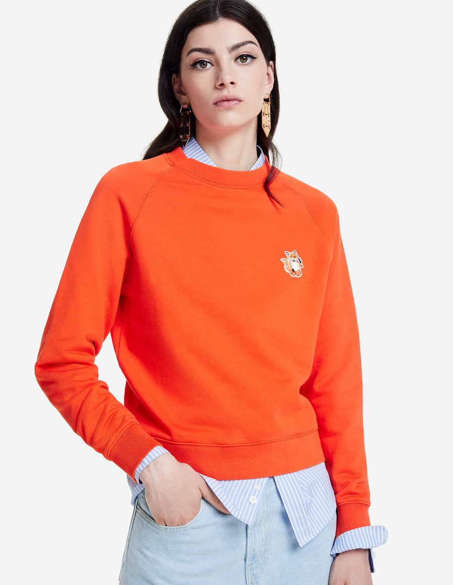 All Right Fox Patch Vintage Sweatshirt Orange (Women)