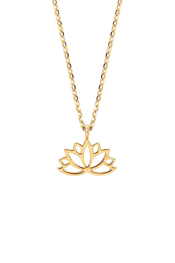 Lotus Flower Cut Out Necklace - Gold Plated