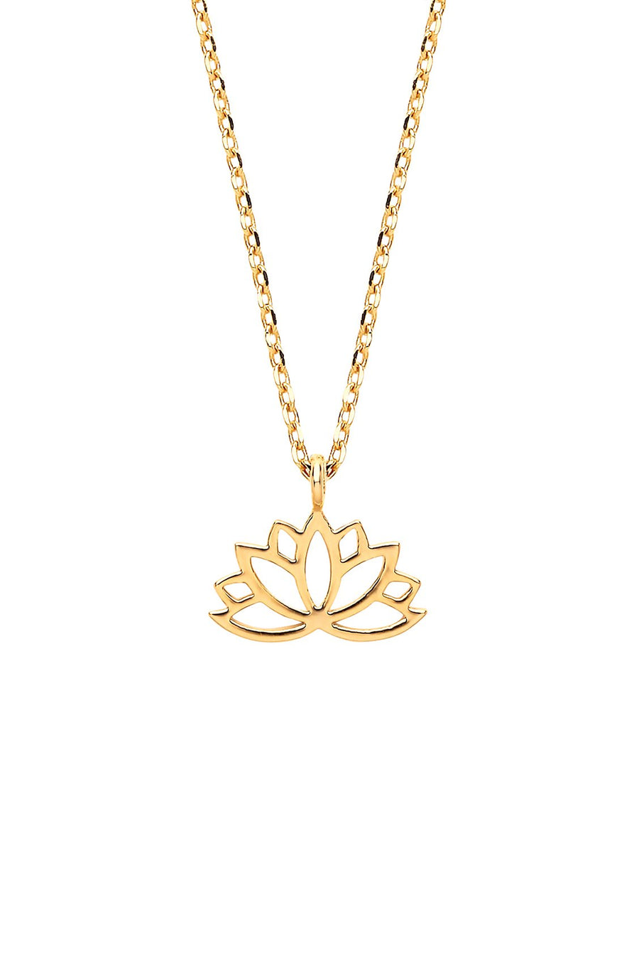 Lotus Flower Cut Out Necklace - Gold Plated