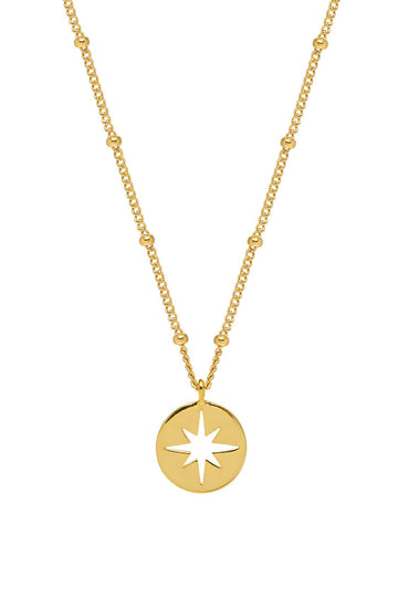 Starburst Disc Necklace Gold Plated
