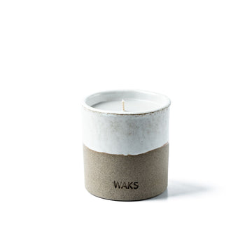 Grey Clay Ceramic Candle-White/Geranium & Basil