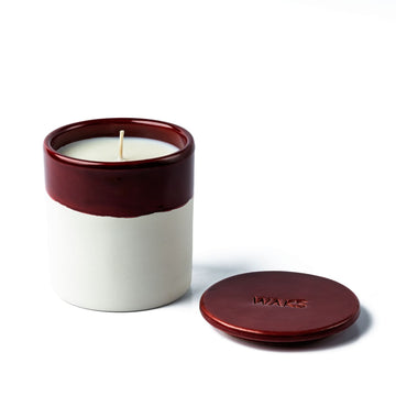 White Clay Ceramic Candle-Red/Orange Grove