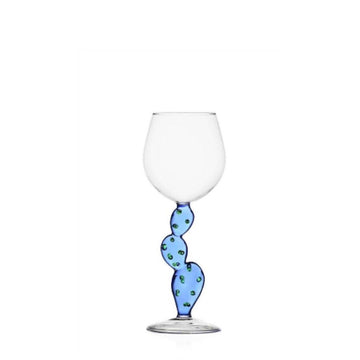 Desert Plant Wine Glass Cactus Light Blue