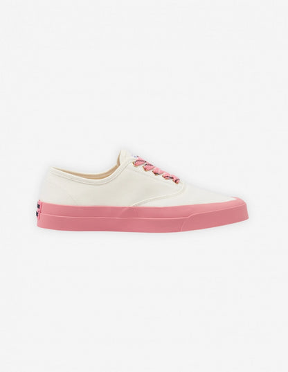 Pink Sole Canvas Laced Sneakers White (unisex)