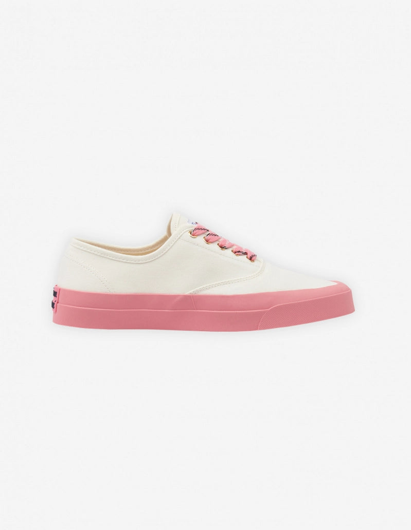 Pink Sole Canvas Laced Sneakers White (unisex)