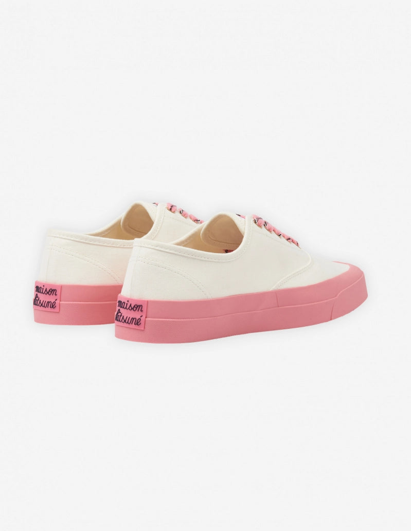 Pink Sole Canvas Laced Sneakers White (unisex)