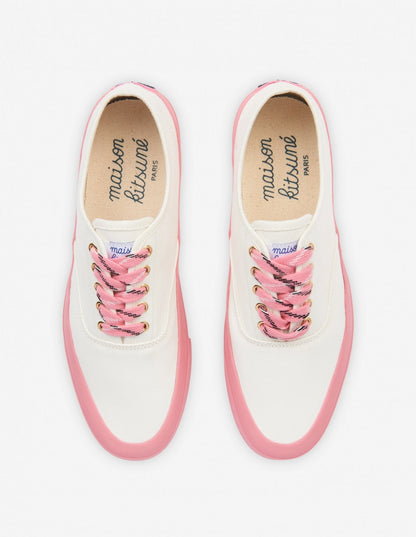 Pink Sole Canvas Laced Sneakers White (unisex)