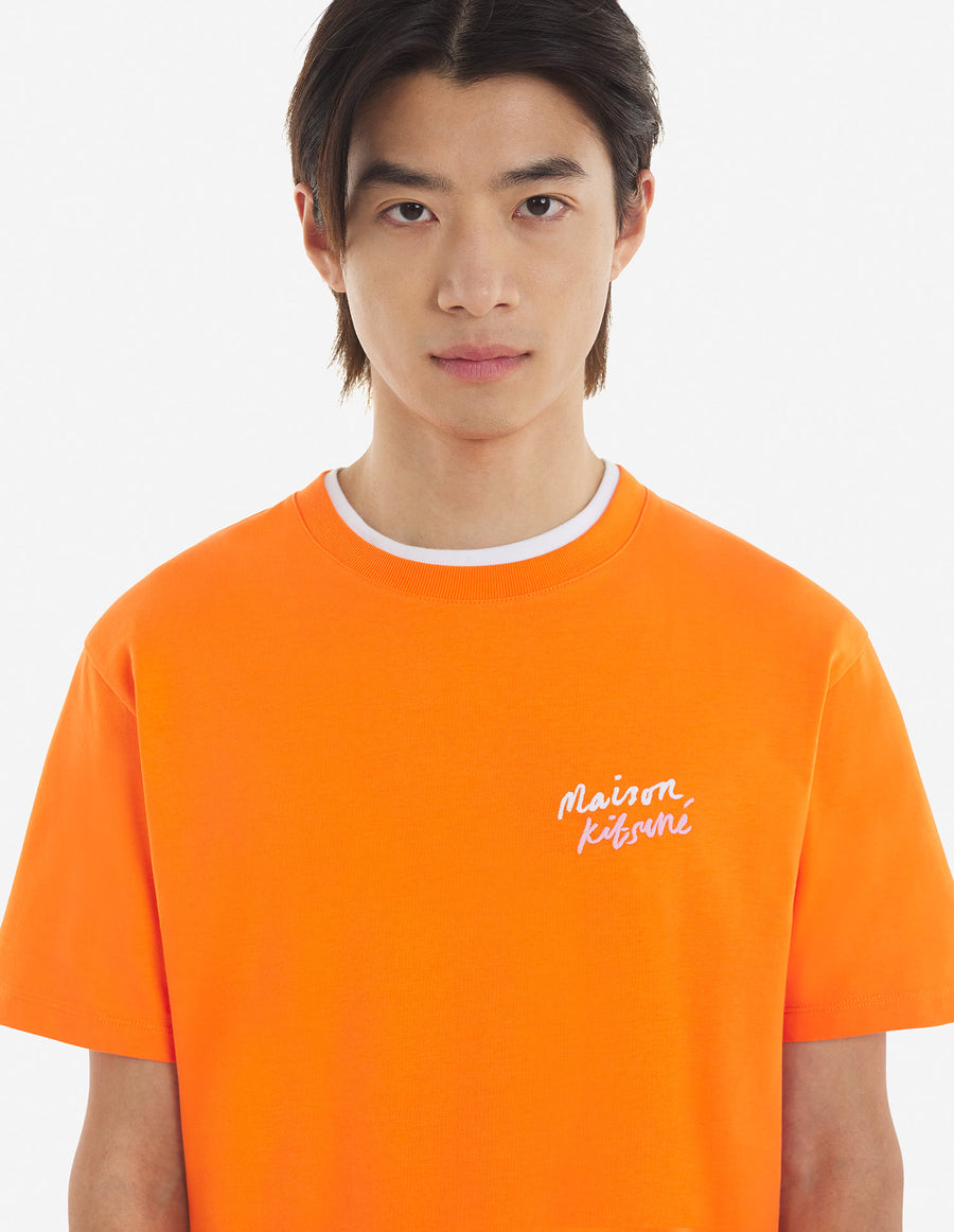 Maison Kitsune | t-shirts for men - Mini Handwriting | Neon Orange