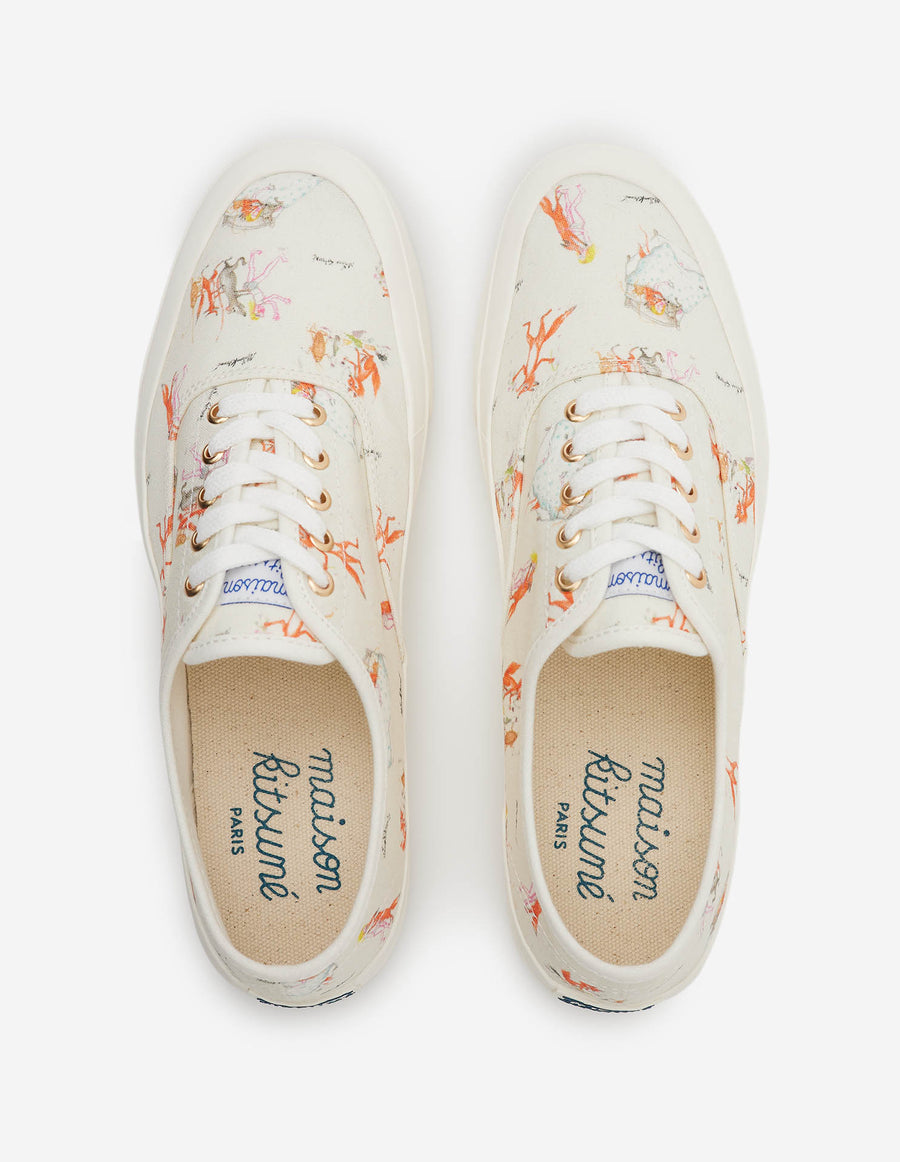 Oly Flower Fox Canvas Laced Sneakers Off-White