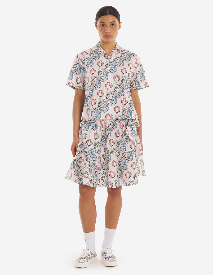 Dancing Girls Print Cap Sleeve Shirt Multico Design (women)