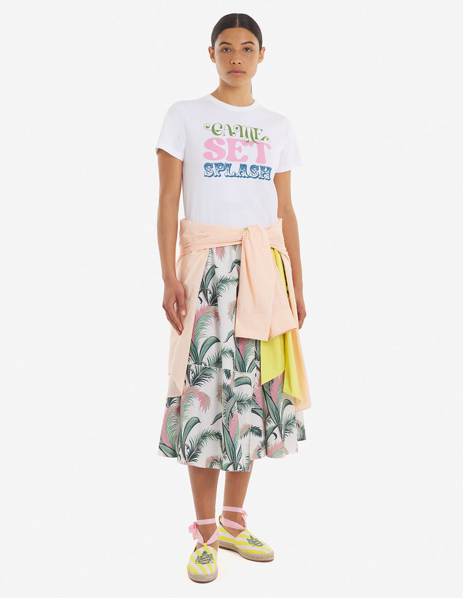 Palm Frond Wrap Midi Skirt Multico Design