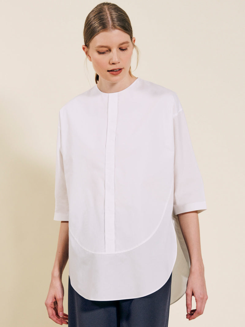 Mandarin HD Poplin Shirt White