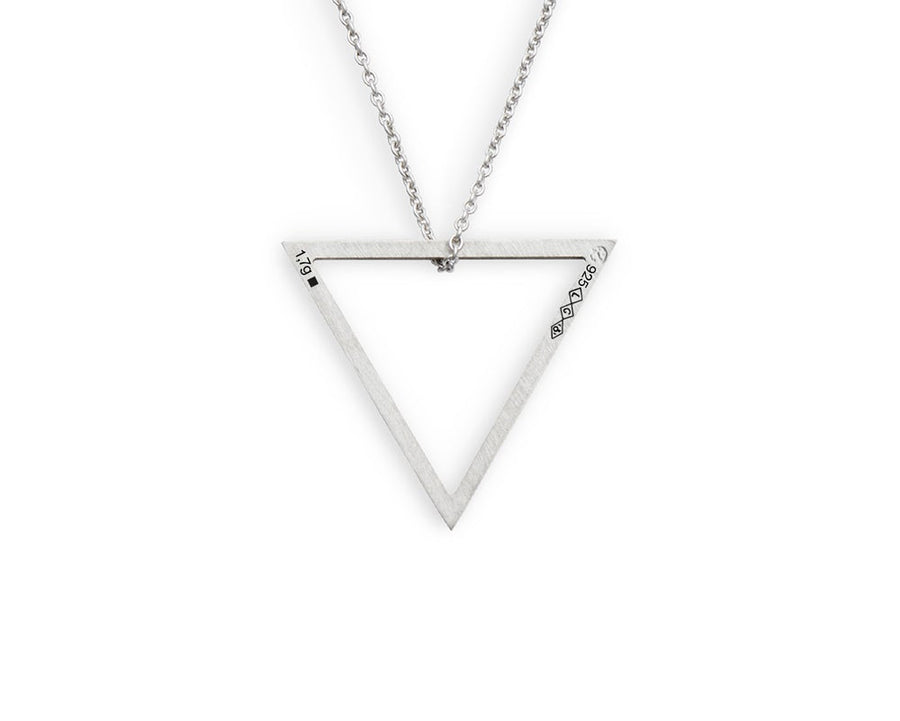 1.7g polished and brushed sterling silver triangle necklace