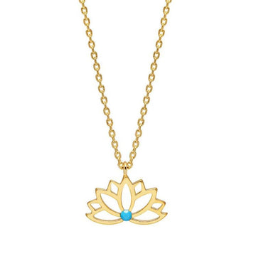 Lotus With Turquoise Stone Necklace GP