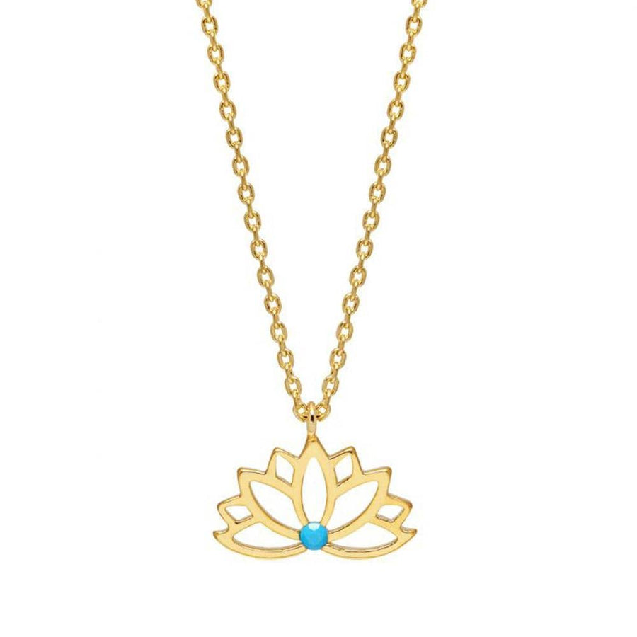 Lotus With Turquoise Stone Necklace GP
