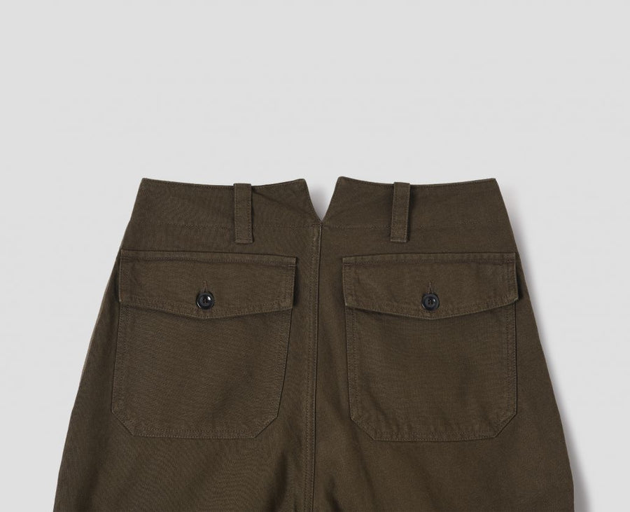 Cropped Ankle Tab Trouser Workwear Cotton Twill Bark