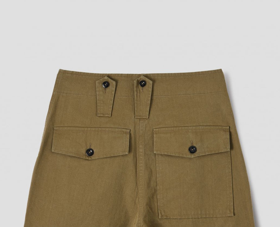MHL Cropped Army Trouser Workwear Cotton Drill Khaki