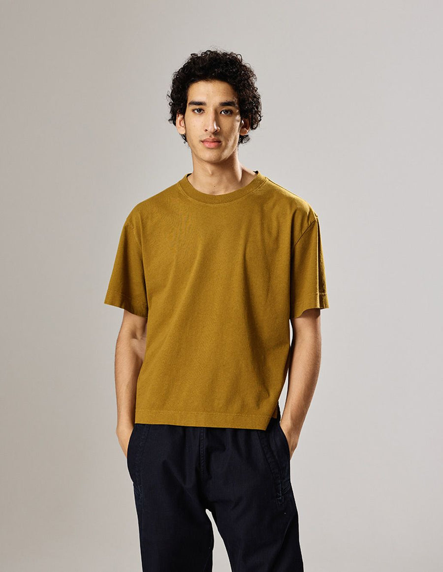 Simple T-Shirt Cotton Linen Jersey Mustard (Men)