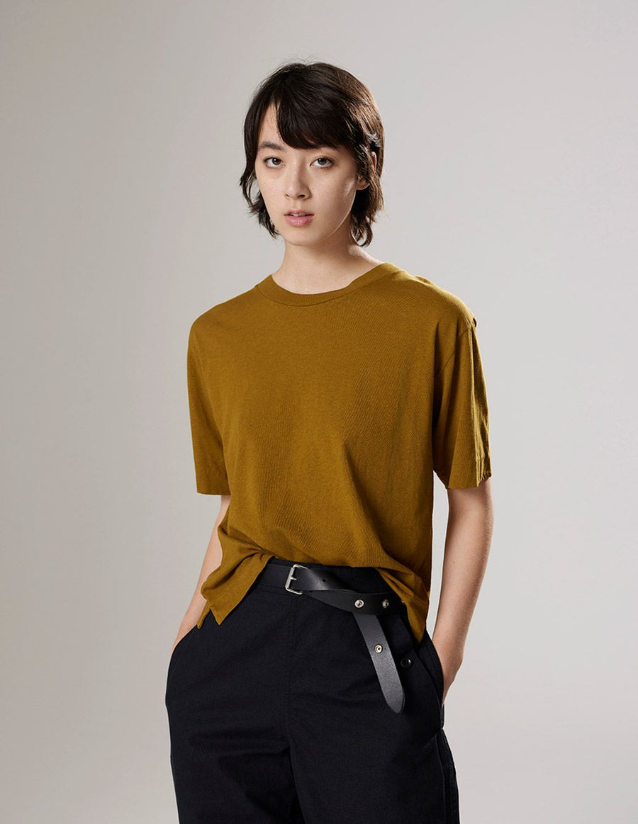 Simple T-Shirt Cotton Linen Jersey Mustard (Women)