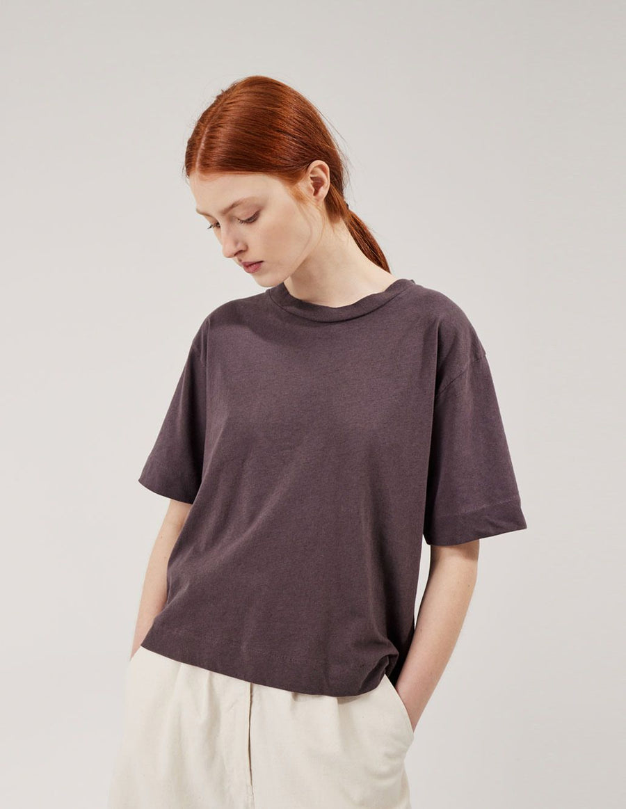 Simple T-Shirt Cotton Linen Jersey Grape (women)