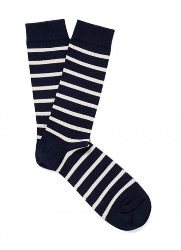 Stripe Cotton Sock Navy/Cashew