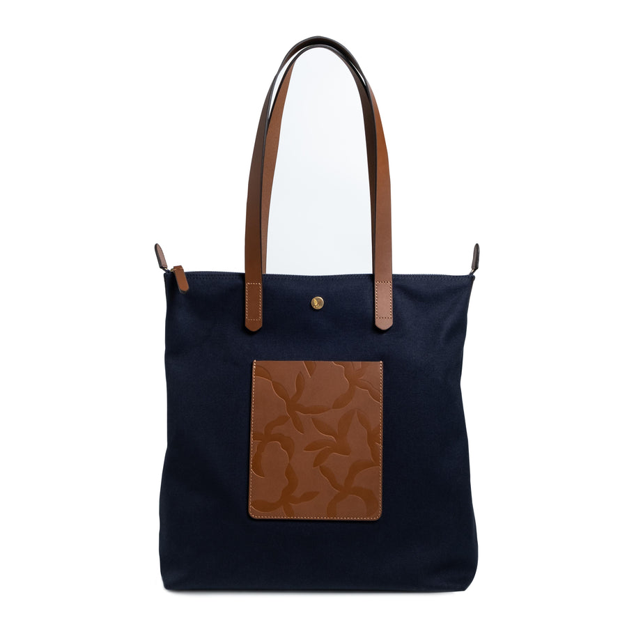 MS Kapok Shopper Embroidery Midnight Blue/Cuoio