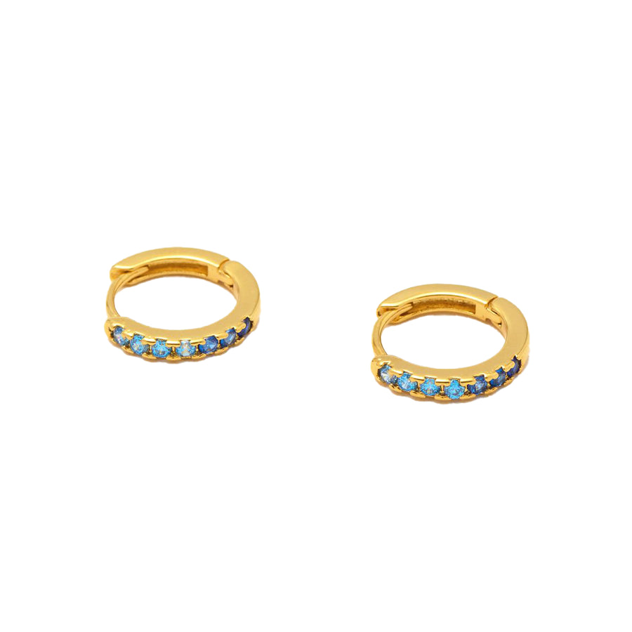 Ombre Blue CZ Hoop Earrings Gold Plated