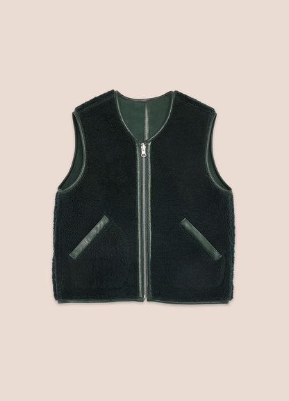 Wyatt Sheepskin Waistcoat Dark Green