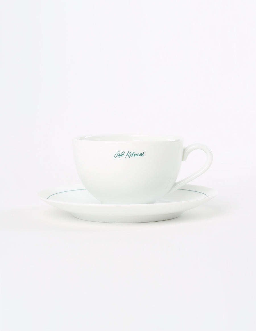 Cafe Kitsune Blanche Cups 8,6cm + Saucer 14,5cm With Packaging Green U