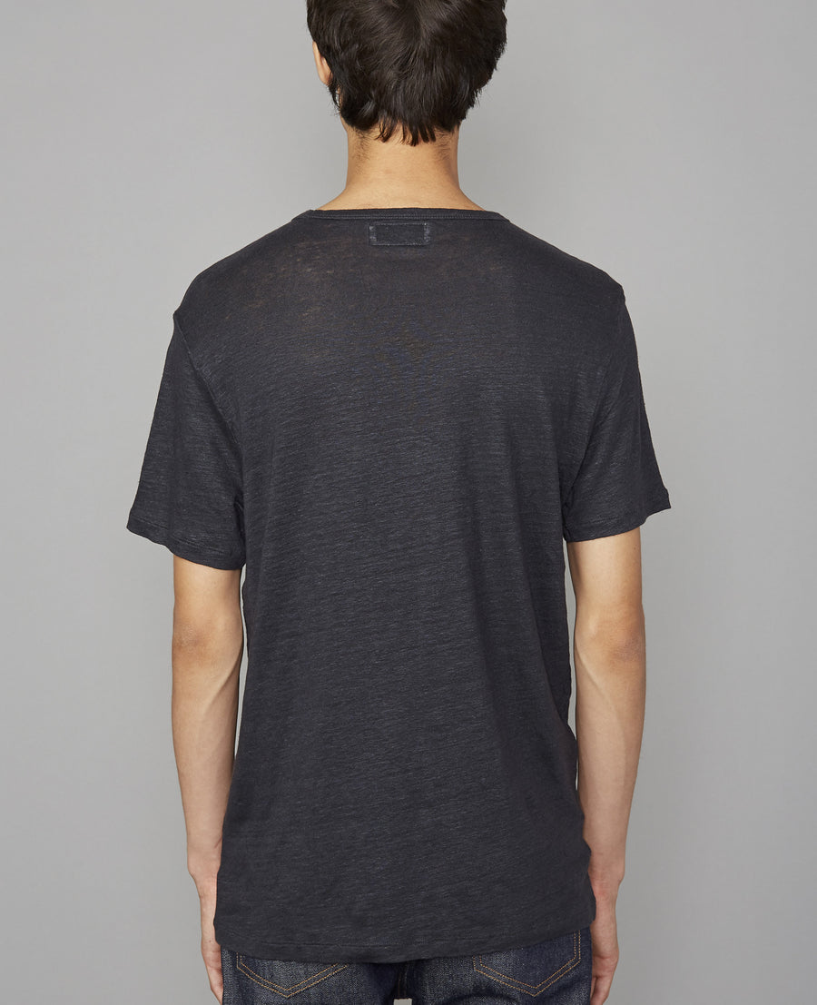 SS Tee Piece Dyed French Linen Dark Navy