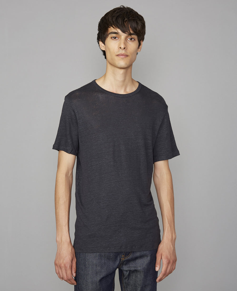 SS Tee Piece Dyed French Linen Dark Navy